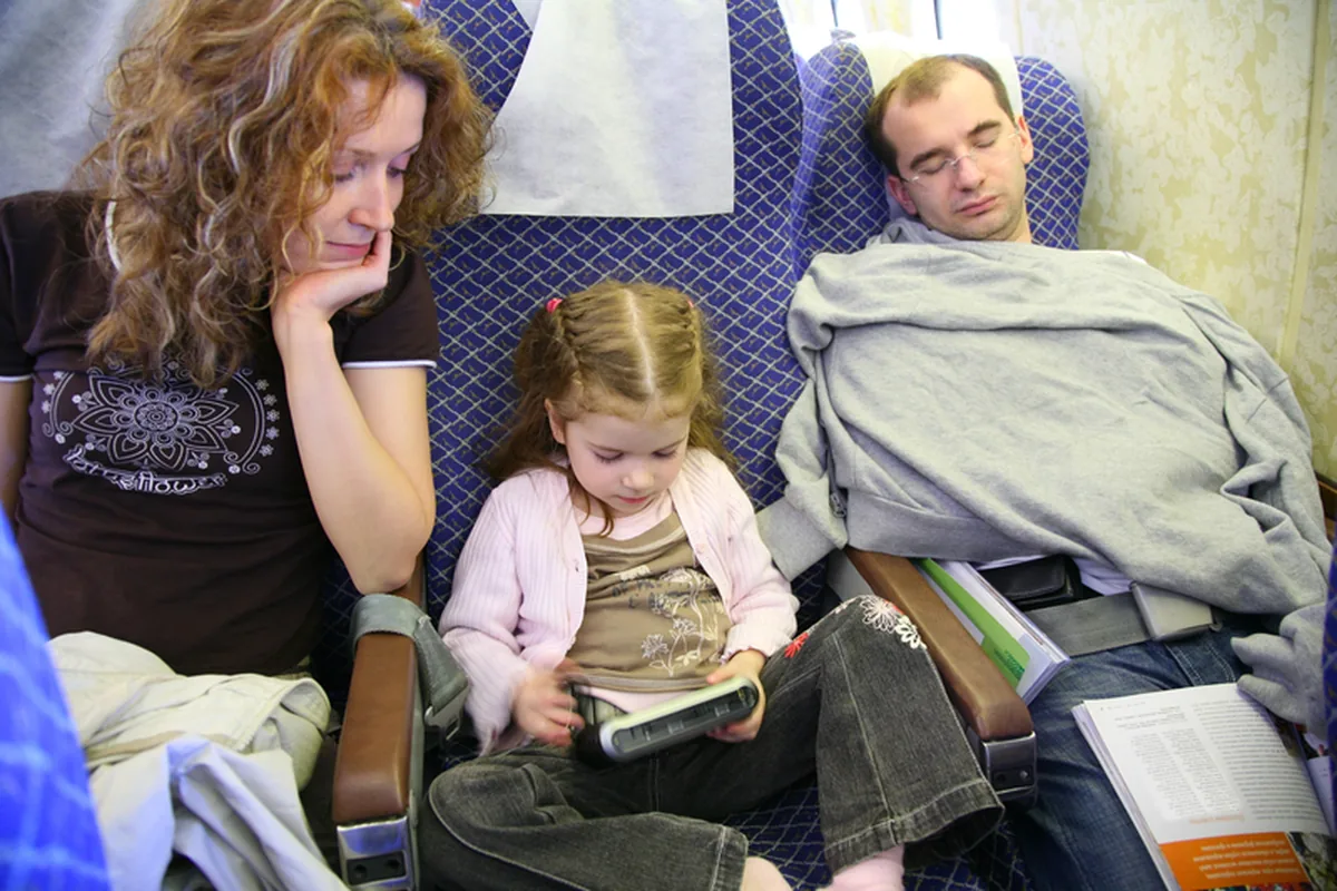Family travelling together by air