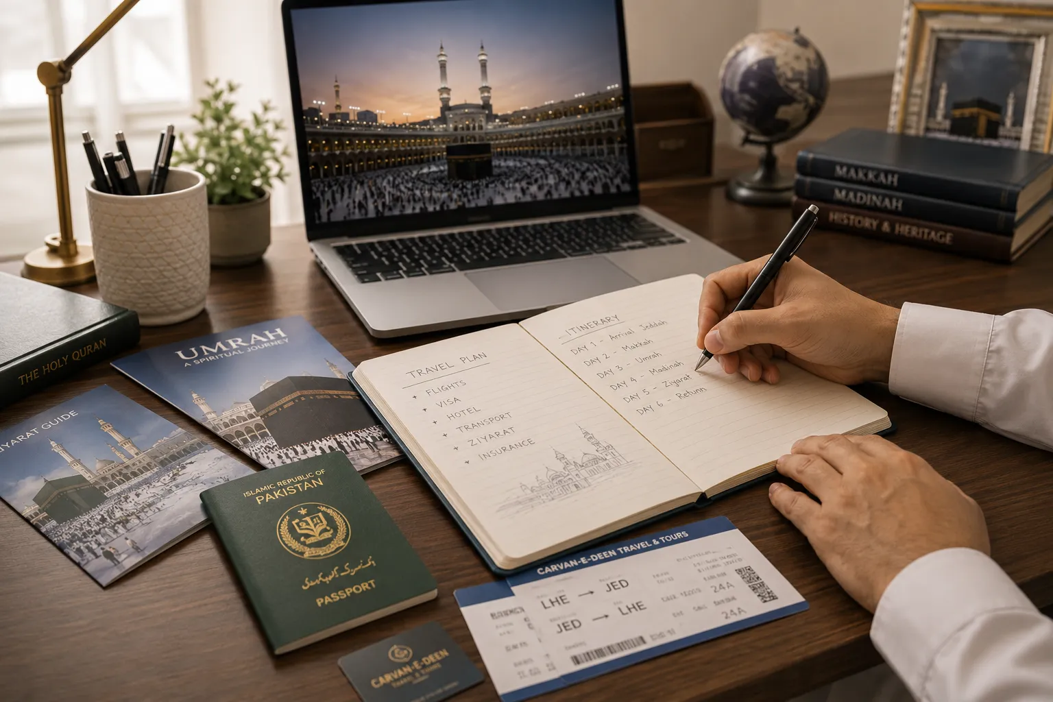 Travellers holding passports during journey planning